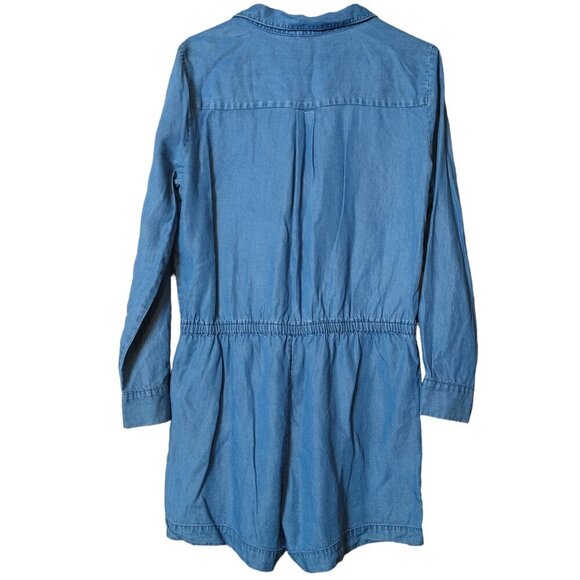 Daily Ritual Women's Size 10/14/42 Long Sleeve Button Romper Shorts Jumpsuit - Picture 6 of 6
